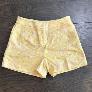 Sunny Yellow Floral High Waist Women's Shorts